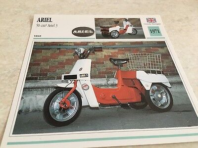 CM3 Ariel 3 Triciclo 50 cm3 1971 Porta Carte Motocicletta Di Collezione Atlas UK 