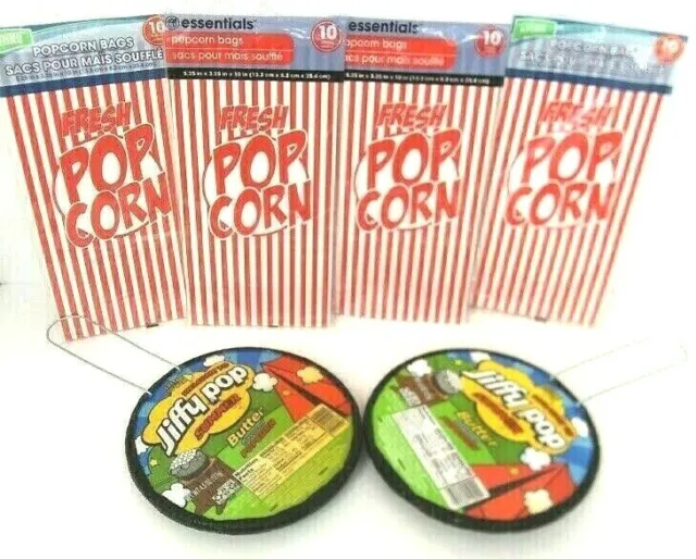 The Home Store Popcorn Bags Red White 4 Packs 40 Bag Count Paper 2 FREE Gifts