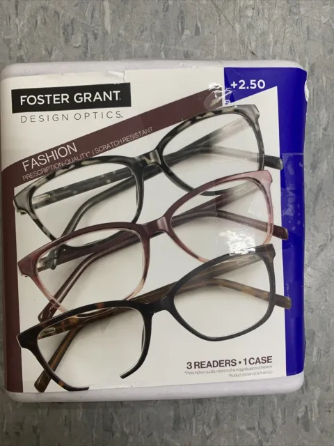 Design Optics By FG Women's Full Frame Reading Glasses Kiersey/Square-3 Pk +2.50
