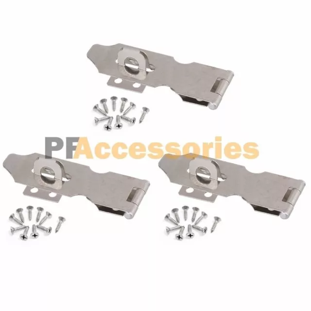 3x 4" inch Zinc Plated Safety Hasp and Staple for Gate Door Cabinet Lock Padlock