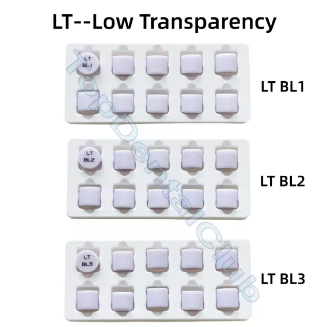 LT Dental Bleached Glass Ceramic Press Ingots Lithium CAD CAM Disilicate Cerec