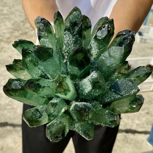 4.6LB New Find Green Phantom Quartz Crystal Cluster Mineral Specimen Healing 5