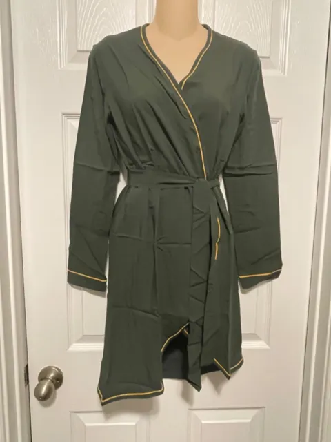 La Perla Belinda M Short Wrap Style Robe Olive Green