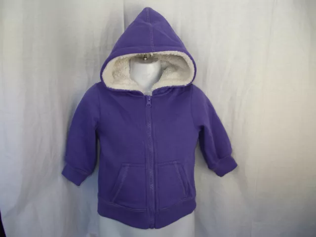 BNWT Cute Purple Mango Brand Little Girls Sz 1 Fleece Lined Hood Zip Jacket