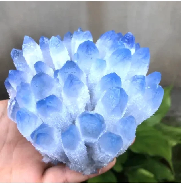 New Find Blue Phantom Quartz Crystal Cluster Mineral Specimen Healing 300g+/1pcs