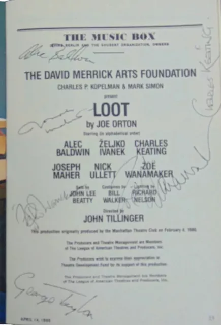 RARE! "Loot" Cast Signed Paybill (X6) Including Alec Baldwin COA