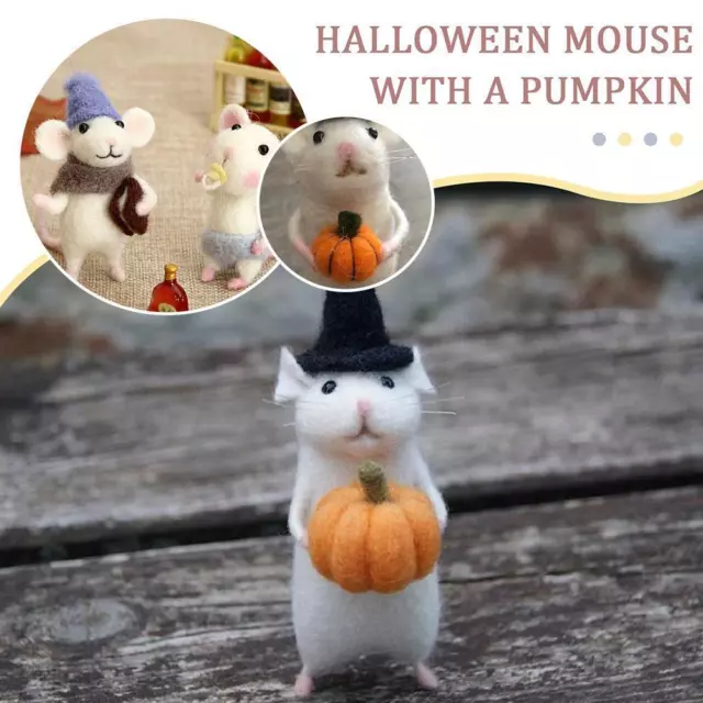 Needle Felted Halloween Mouse Adorable Handmade Animal Figurine New V0