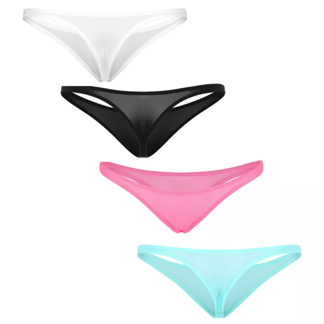 Women S Bikini Panties Low Rise Underpants Ice Silk Sexy Briefs G String Thongs 6 96 Picclick
