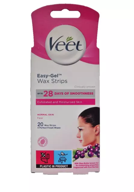 Veet Easy-Gel Wax Strips -  20 Wax Strips plus 4 Perfect Finish Wipes