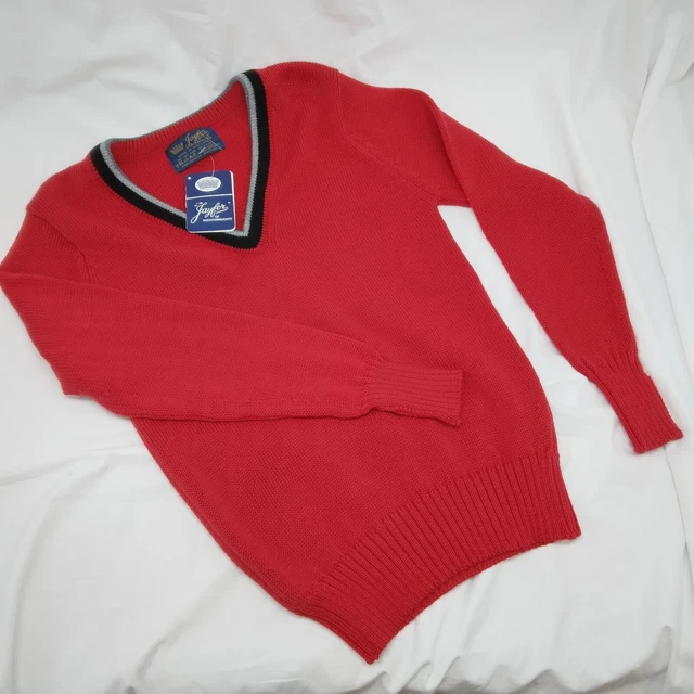 Maglione pullover vintage Jayfor misto lana dettaglio rosso nero e grigio nuovo con etichetta