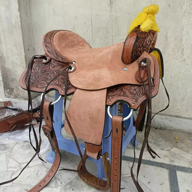 Western Leather Saddle  Hand Carved Ranch Roper Horse saddle  all sizes