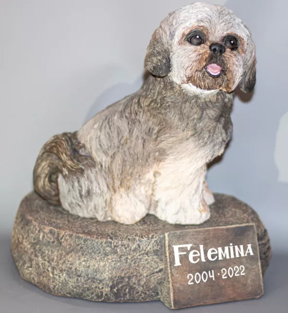 Shih Tzu Cremation Urn Dog Memorial Stone Unique Statue Pet Ashes Grave Marker