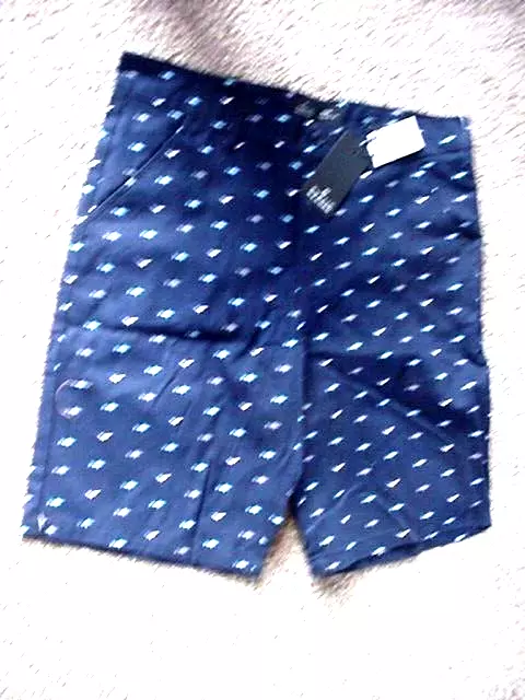 NEW SHARK DOLPHIN FISH Public Record COTTON Mens SZ 32R Shorts 2 Pocket Blue