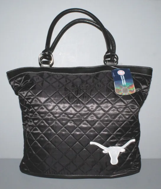 New Little Earth Texas Longhorns NCAA Black Quilted Tote 16" x 12" x 5.5"