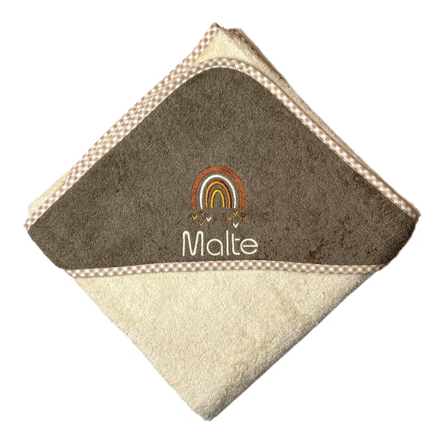 Serviette avec Capuche Arc en Ciel Et Noms Brodé, Beau Cadeau pour la Naissance