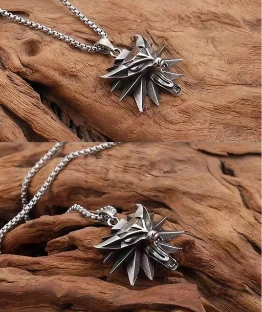 Ciondolo The Witcher Medallion Argento Cosplay Collana Lupo Geralt Di Rivia 6