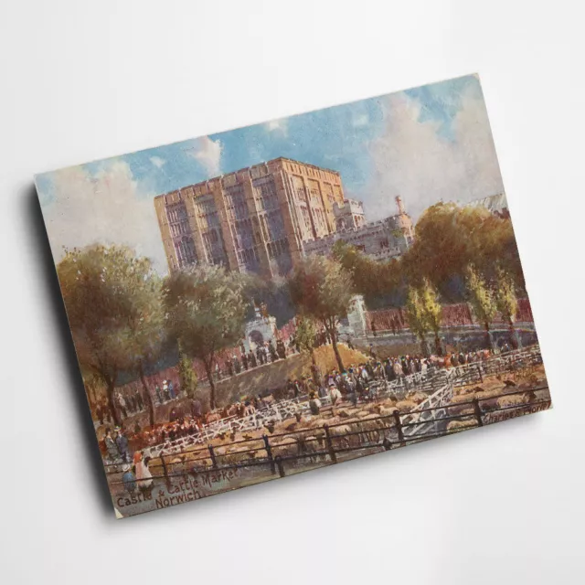 A3 DRUCK - Vintage Norfolk - Schloss & Viehmarkt, Norwich