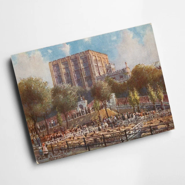 A3 PRINT - Vintage Norfolk - Castle & Cattle Market, Norwich
