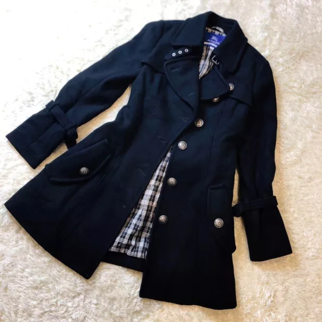 BURBERRY BLUE LABEL Trench coat Wool Angora Check A-line Women Size 38/M Used