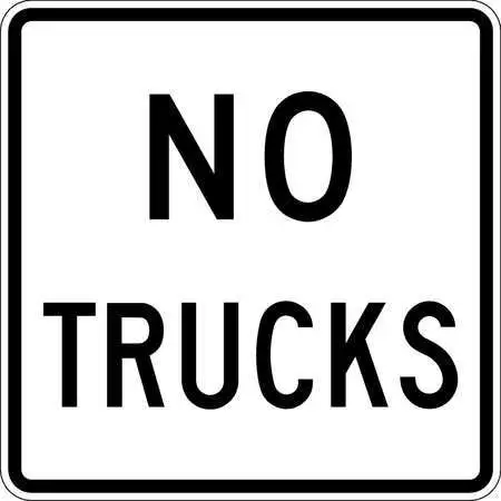 Lyle R5-2A-24Da No Trucks Traffic Sign, 24 In H, 24 In W, Aluminum, Square,
