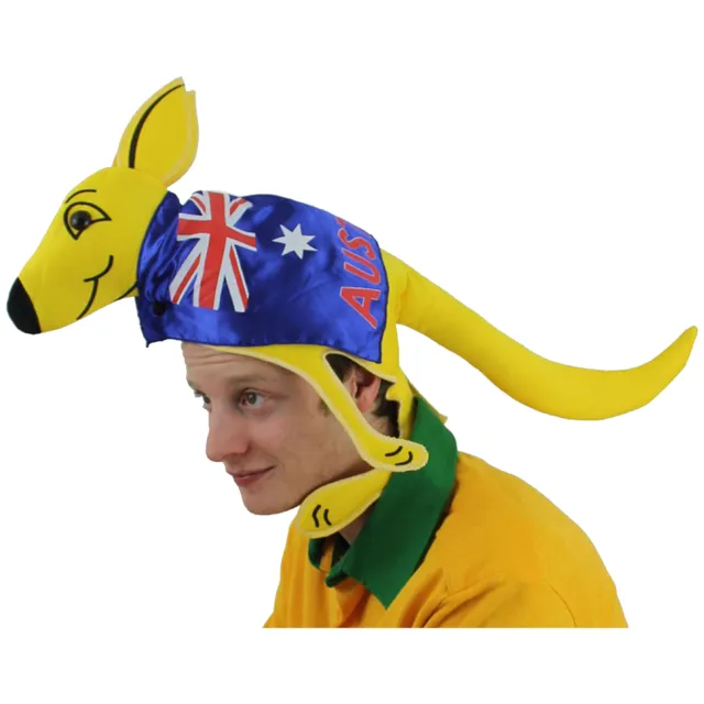 Kangaroo Hat Australian Sport Supporters With Flag Fancy Dress Aussie Rugby Joey