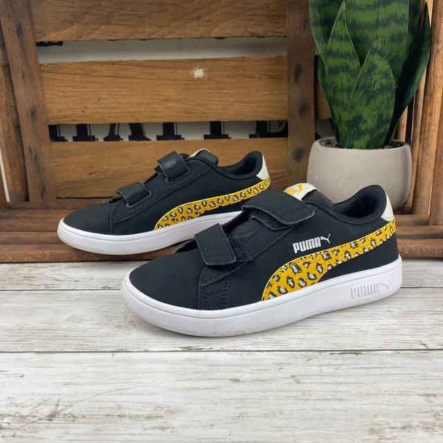Puma Smash v2 Toddler Size 13.5c Athletic Shoes - Black / yellow cheetah