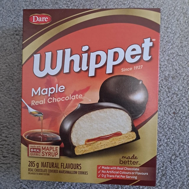 (1) box DARE WHIPPET Marshmallow Canadian MAPLE syrup COOKIES 285g/10 oz. (1) box DARE WHIPPET Marshmallow Canadian MAPLE syrup COOKIES 285g/10 oz.