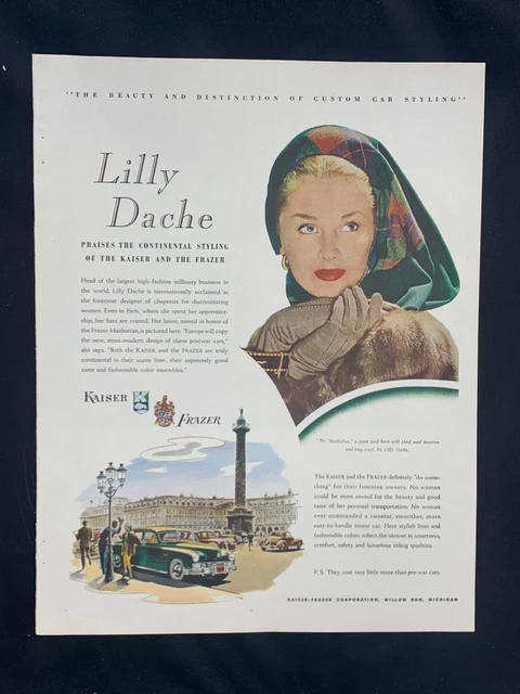 Magazine Ad* - 1947 - Kaiser-Frazer - Lilly Dache fashions