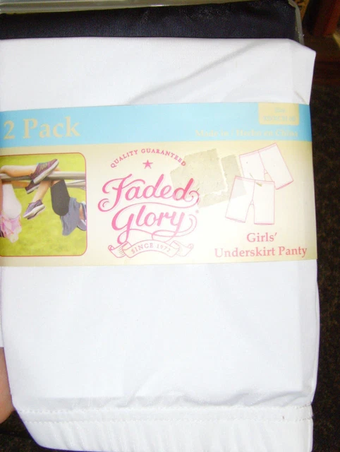 NWT NEW 2 pack of girl's underskirt panty shorts for modesty black white 4 or 6