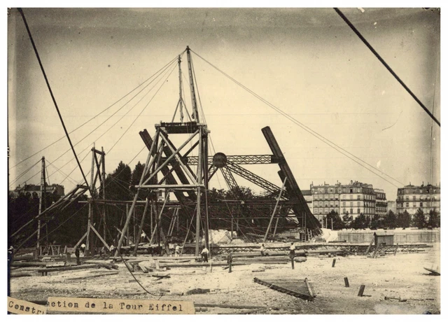 Photo Vintage "Construction De La Tour Eiffel" Par Albert Gilles - Tirage Argentique Original Circa 1889