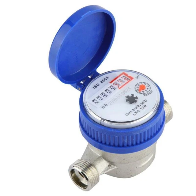 Copper Water Meter 15mm 1/2 Inch 1.5m3/h 0-40℃ Household Garden