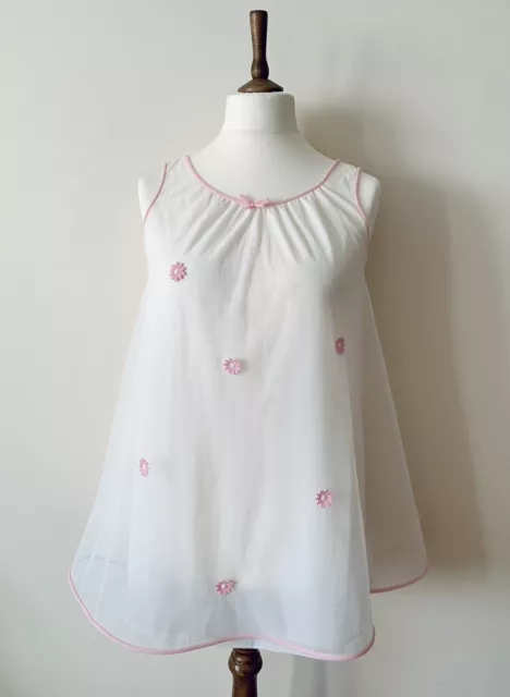 Mini abito vintage St Michael nylon rosa e bianco 2 strati in nylon anni '50