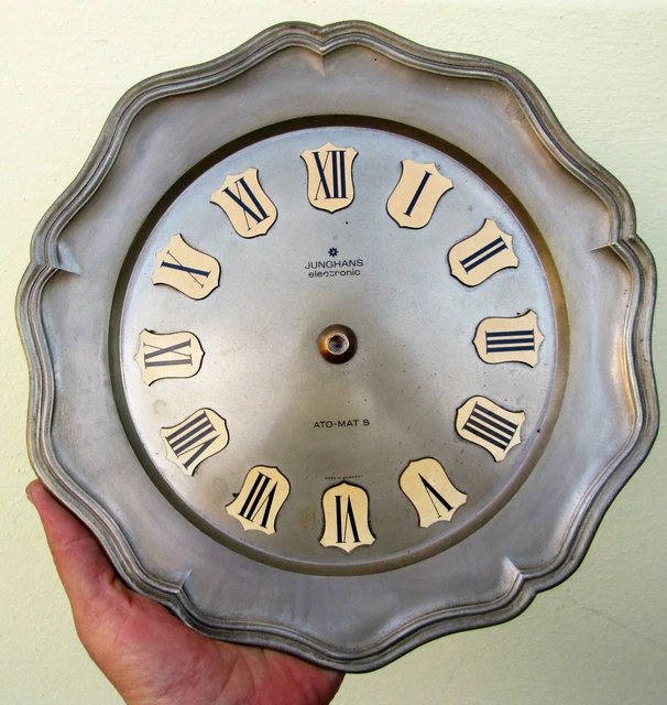 Junghans Electronic Ato Mat Orologio Vintage Piatto Peltro Pewter Dish Clock