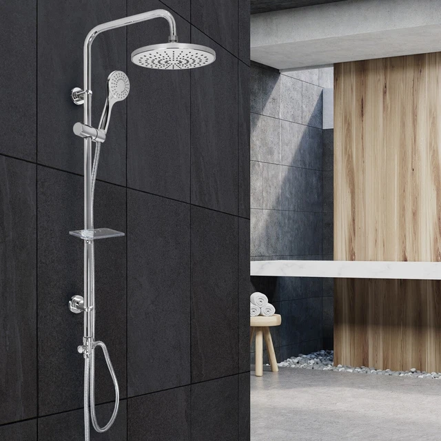 Columna de ducha anticalcárea conjunto ducha con grifo cabezal gris redondo