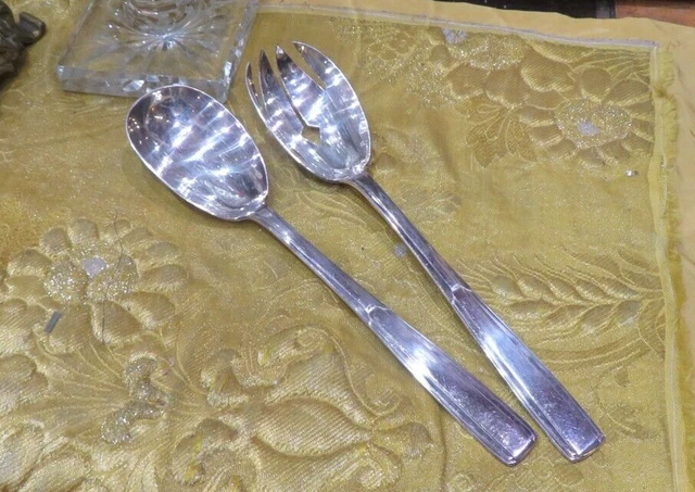COUVERTS À SALADE - argent fourré - corne - poinçons - monogrammes - Art Déco EUR 65,00 - FR