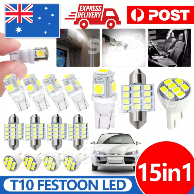 15X T10 LED 12V Car Wedge Tail Side Parking Light Festoon Globe Bulb 12/5/8SMD