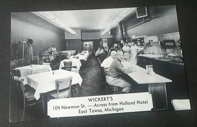 East Tawas Michigan WICKERT'S RESTAURANT RPPC Lake Huron Photo Vtg Postcard PC