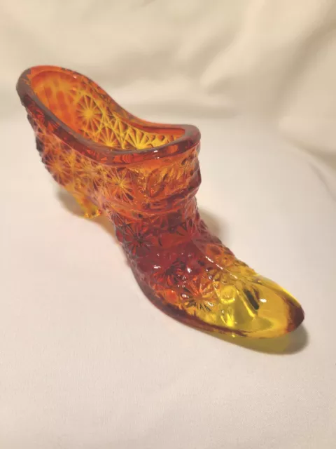 GORGEOUS Vintage Fenton Victorian Glass Shoe AMBERINA ART GLASS