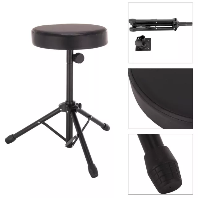 Folding Music Guitar Keyboard Drum Stool & Throne Piano Chair Double Padded Seat