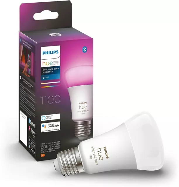 Philips Hue E27 White & Color Ambiance LED 9W 1100lm Bluetooth )