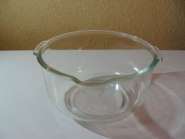 Vintage Glasbake For Sunbeam  Mix Master Clear Glass Large Mixing Bowl 9 X 4 3/4