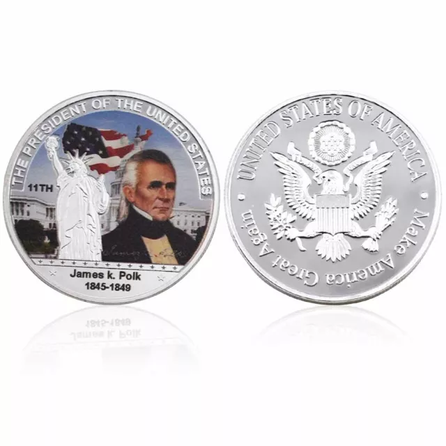 James K Polk 11th American President Coin Festival Souvenir Gifts Silver Coin