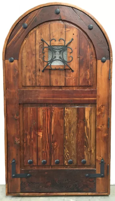 Rustic reclaimed solid lumber Doug Fir DOOR arched winery castle story book iron