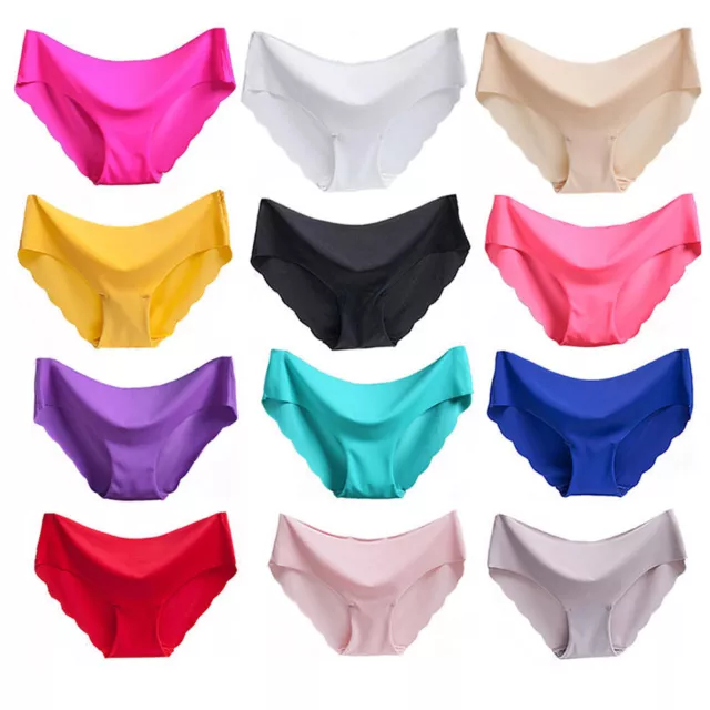 Womens Seamless Ice Silk Elastic Briefs Panties Knickers Underwear Ultra-thin UK