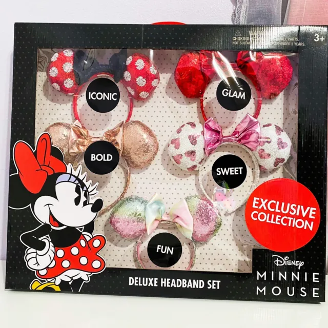 DISNEY Exclusive Collection Minnie Mouse 5 Headband Ears Deluxe Set (BRAND NEW)