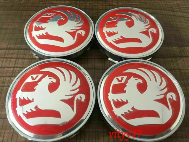 Vauxhall Hub Caps Wheel Centre Cap Set of 4. Astra Zafira Corsa Red 60mm