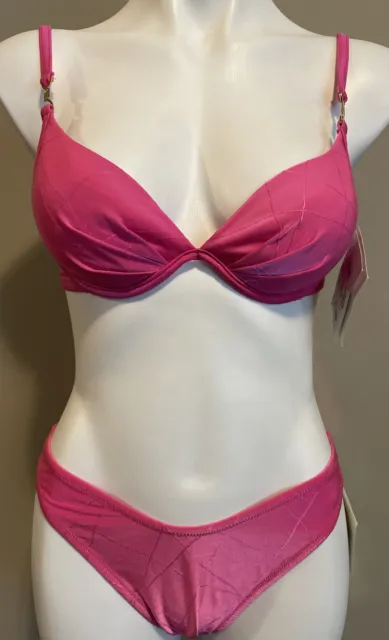 Tara Grinna Women’s Pink Satiny Swimsuit Two Piece Bikini Vintage Size 12 NEW!!