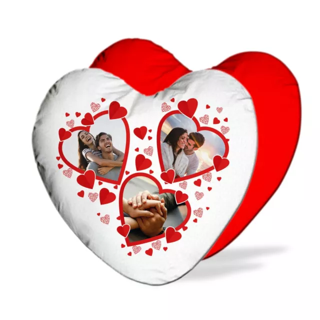 Cuscino a Cuore Personalizzato Con 3 Foto - BIG SIZE cm 50x48 - idea regalo