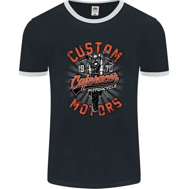 T-shirt biker personalizzata Cafe Racer motori moto uomo ringer fotol