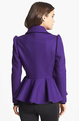 TED BAKER Sollel purple peplum jacket dress coat full skirt fit & flare wool 1 8